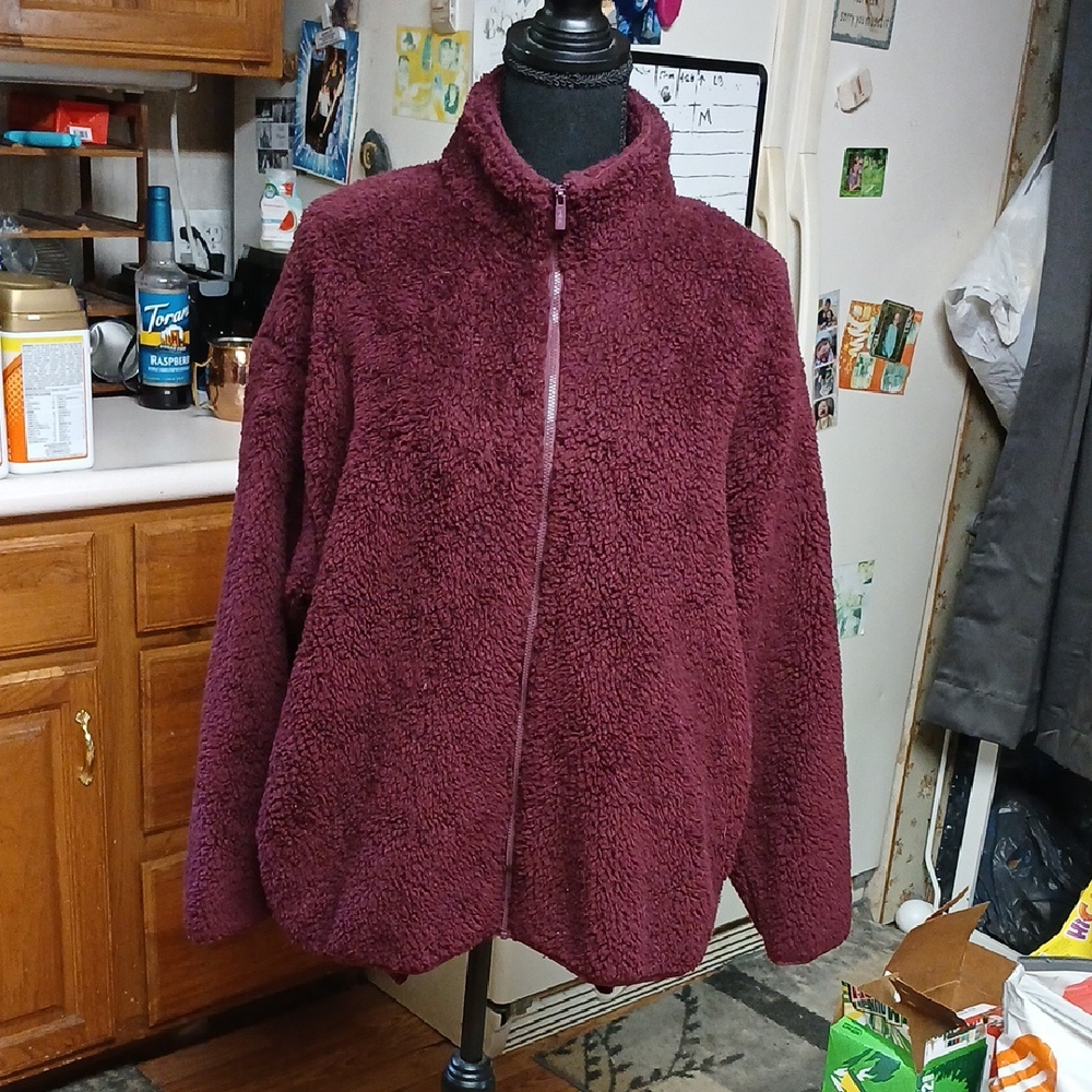 PINK Victoria's Secret Maroon Teddy Jacket Medium